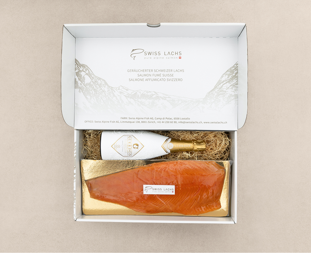 Smoked salmon side with premium champagne